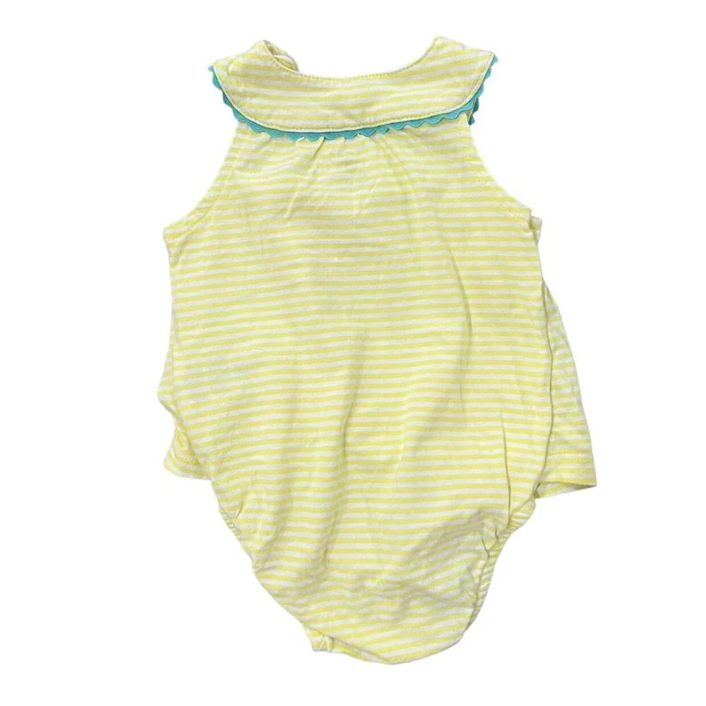 Carter's 6m Yellow Striped Flamingo Romper